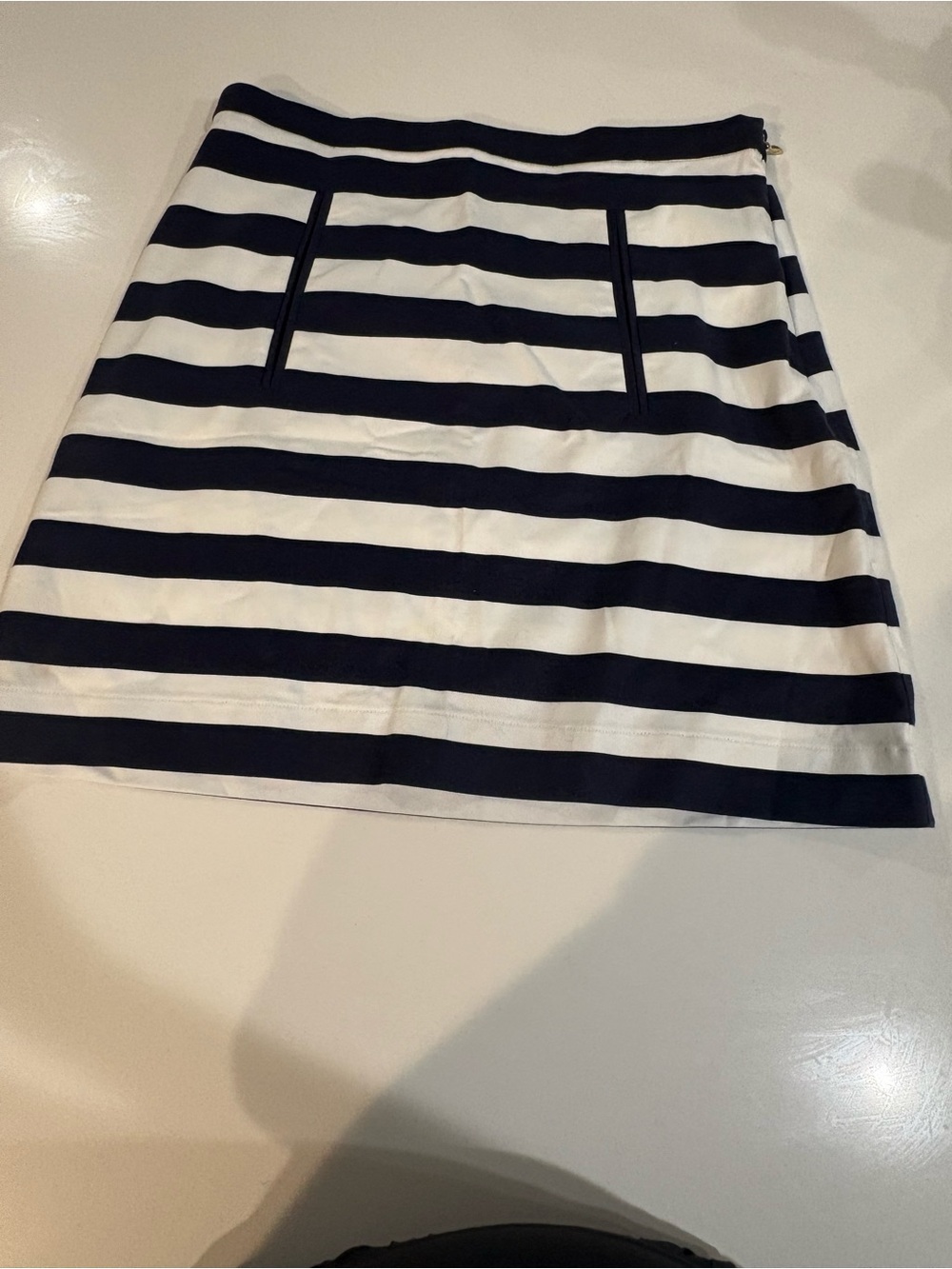 Draper James Navy and White Striped Mini Skirt O